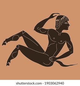 Young ancient Greek satyr. Vase painting style.