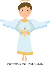 Young Angel Holding a Candle vector illustration