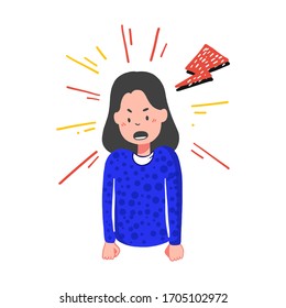 Young angry woman with steam blowing from ears