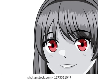 Young anime school student woman