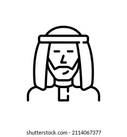 Young Arab Man Wearing A Kafiya Traditional Head Scarf. Pixel Perfect, Editable Stroke Avatar Icon