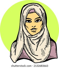 Young Arab Woman Beautiful Face Traditional Stock Vector (Royalty Free