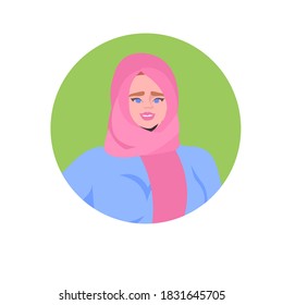 young arab woman profile avatar beautiful girl face female cartoon character portrait vector illustration