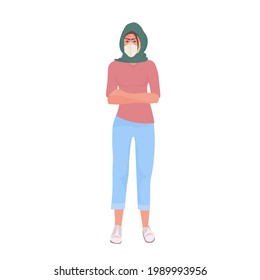 young arabic woman wearing medical mask to prevent coronavirus pandemic covid-19 quarantine concept