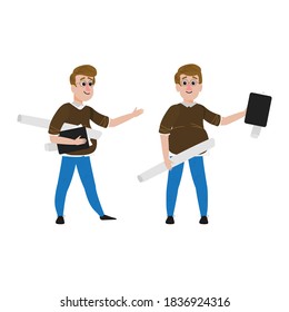 
Joven arquitecto/trabajador, personaje con dos vistas para la animación.