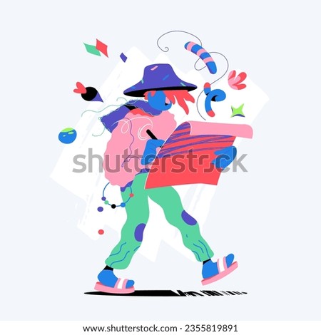 Young artist creative drawing process