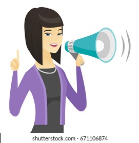 Young Asian Business Woman Loudspeaker Making Stock Vector (Royalty ...