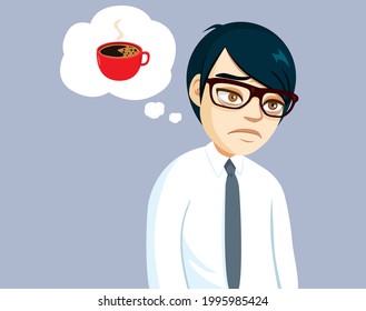 Young Asian businessman tired thinking about having a cup of coffee