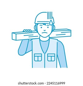 Young asian carpenter vector illustration | puzzled, confused