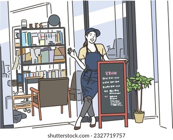 
Young Asian female clerk working cheerfully