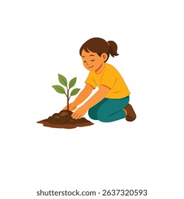 Young asian girl holding a young plant for planting, on White background for World Environment Day concept.