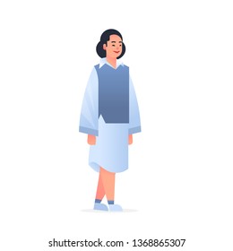 young asian girl wearing casual clothes happy attractive woman standing pose chinese or japanese female cartoon character full length flat white background