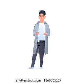young asian guy wearing casual clothes happy attractive man standing pose chinese or japanese male cartoon character full length flat white background