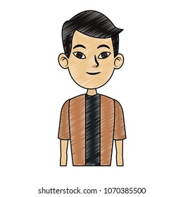 Young asian man cartoon scribble