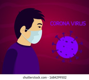 Young Asian Man and Coronavirus 2019-nCoV concept. Wuhan Coronavirus 2020. Young man wearing protective Medical mask to prevent Coronavirus