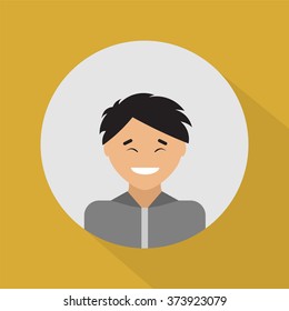 A young asian man. Flat design illustration. 