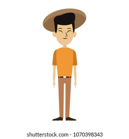Young asian man with hat cartoon