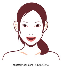Young asian woman face vector illustration