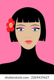 Young Asian woman with a flower in her hair