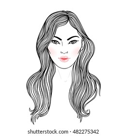 Long Straight Female Hair Stock Vectors Images Vector Art