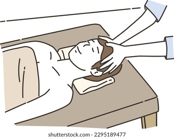 Young asian woman receiving head spa
