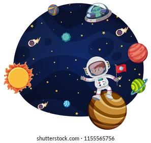 Young astronaut scene concept illustration