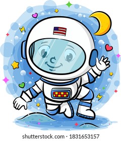 Young Astronaut in the space of illustration