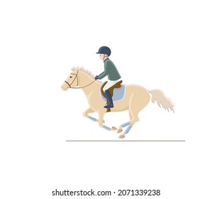 Young athlete cantering on a ride pony