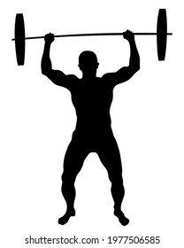 Young athlete is doing gymnastic exercises. Isolated silhouettes on white background