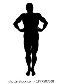 Young athlete is doing gymnastic exercises. Isolated silhouettes on white background