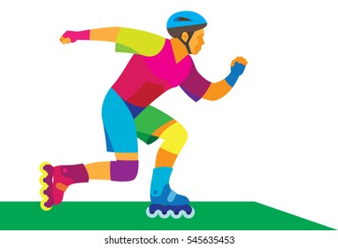 A young athlete driving on roller blade