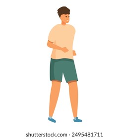 Young athlete is jogging while smiling and enjoying his workout routine
