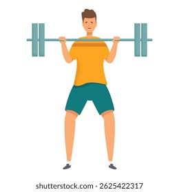 Young athlete is lifting a heavy barbell, working hard on his fitness goals
