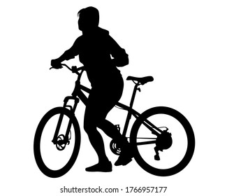 Young athlete on a bike for extreme stunts. Isolated silhouette on a white background