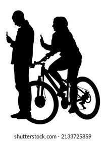 Young athlete on a bike for extreme stunts. Isolated silhouette on a white background