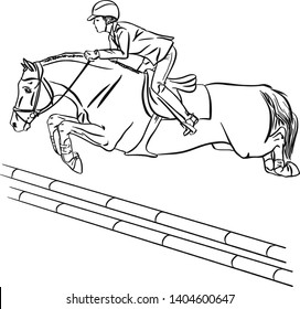 Young athlete participates in competitions in show jumping