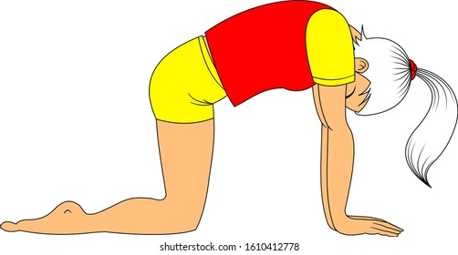 young athlete performs gymnastic exercises, vector and illustration