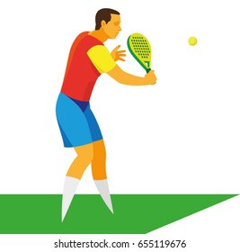 Young athlete playing in a padel tennis on a sports field