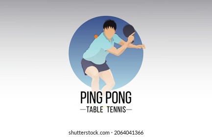 A young athlete is playing a ping pong game. Sports table tennis.