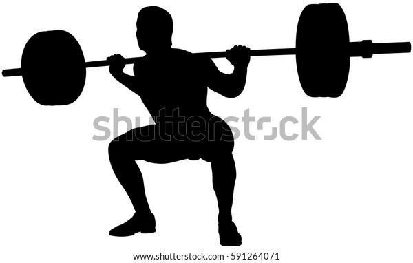 Young Athlete Powerlifter Squat Powerlifting Black Stok Vektor Telifsiz 591264071