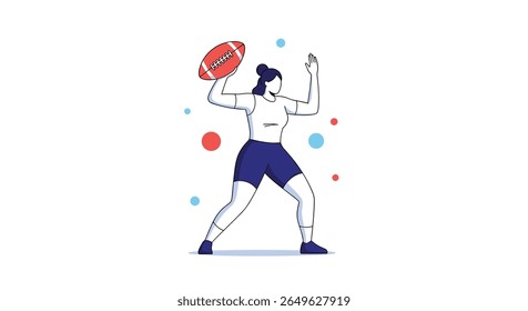Young athlete preparing to throw a football during a sports game on a sunny day