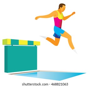 Young athlete running at a distance steeplechase