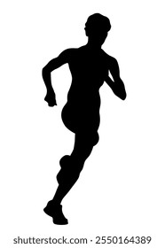 Junge Athleten laufen einen Marathon. Einzelne Silhouetten auf weißem Hintergrund