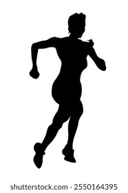 Junge Athleten laufen einen Marathon. Einzelne Silhouetten auf weißem Hintergrund