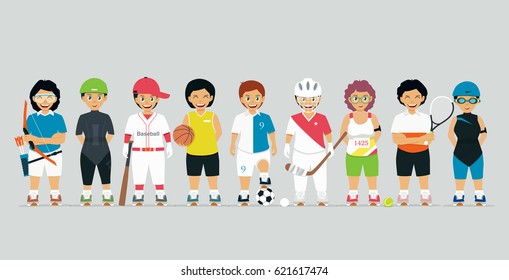 Young athletes in various sports are men and women.