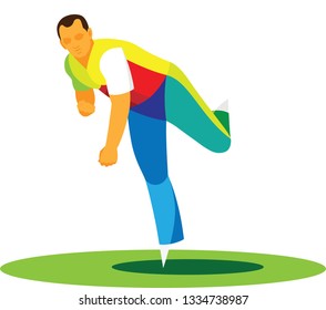 young athletic athlete is a cricket player who throws a ball far