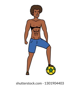 young athletic black man playing soccer