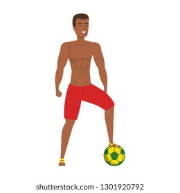 young athletic black man playing soccer