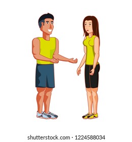 young athletic couple avatar character