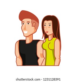 young athletic couple avatar character